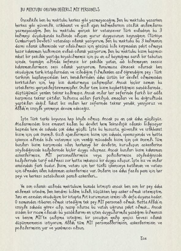 Çocuklardan Milli İstihbarat Teşkilatı'na mektuplar